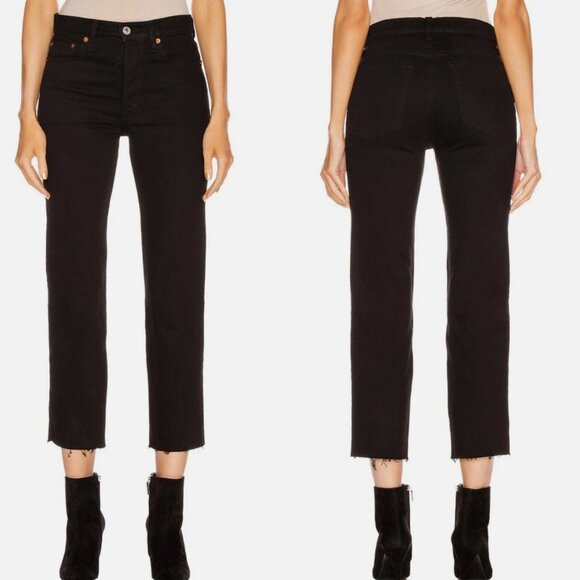 RE/DONE Stove Pipe Jeans in Jet Black - Picture 1 of 4